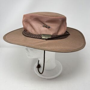 Acoolah Hats Australia Leather & Mesh Safari Outback Bush Hat Size SM 21.5"